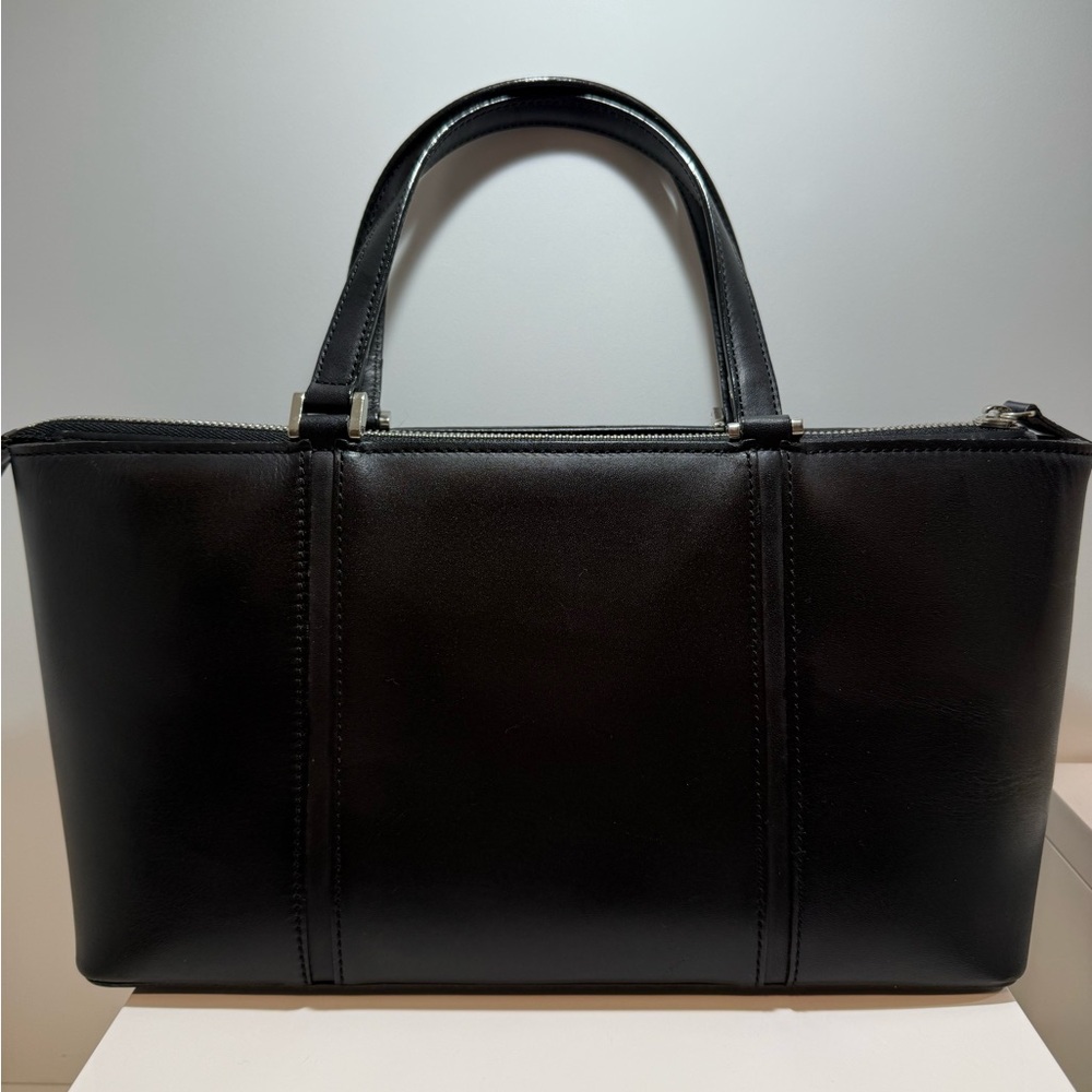 Burberry Black Leather with House Check Interior Handbag - Picture 3 of 11